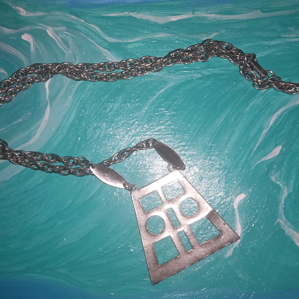 Geometric Silver Necklace - image 2